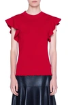 Akris Punto Cutout Back Flutter Sleeve Knit Top In Prickly Pear