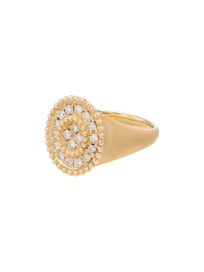 Kimai 18kt Yellow Gold Pavé Diamond Signet Ring