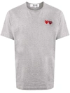 COMME DES GARÇONS PLAY DOUBLE HEART APPLIQUÉD T-SHIRT