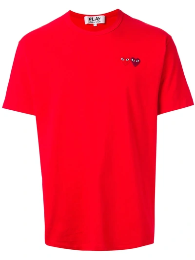 Comme Des Garçons Play Twin Hearts Slim Fit Jersey T-shirt In Red