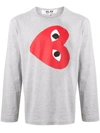Comme Des Garçons Play Comme Des Garcons Play Grey Horizontal Heart Long Sleeve T-shirt In Grey