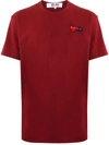 Comme Des Garçons Play Double Heart-embroidered Cotton-jersey T-shirt In Red