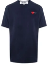 Comme Des Garçons Play Double Logo-patch Cotton T-shirt In Navy