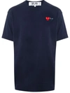 Comme Des Garçons Play Double Heart Patch Cotton Jersey T-shirt In Blue
