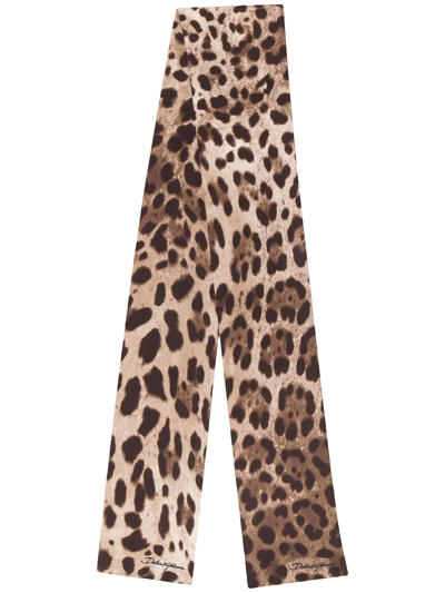 Dolce & Gabbana Leopard Neck Tie In Neutrals