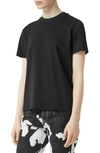 Burberry Dovey Tb Monogram Embroidered Cotton T-shirt In Black