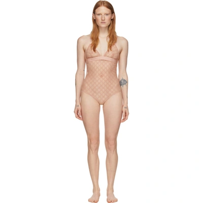 Gucci Pink Tulle Gg Bodysuit