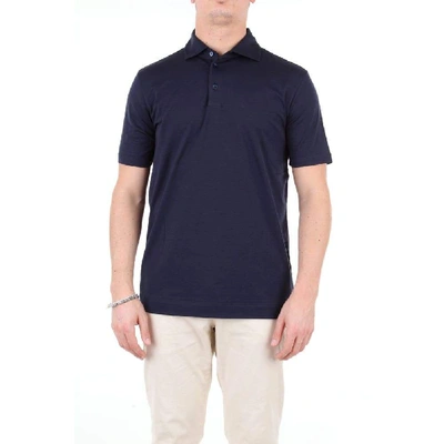 Cruciani Slim Fit Shortsleeved Polo Shirt In Blue
