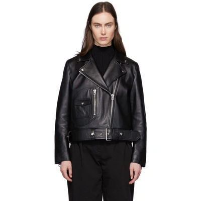 Acne Studios Hand Painted Leather Biker Jacket In Black