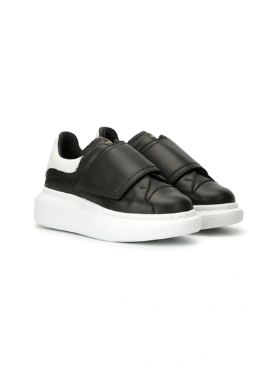 Alexander Mcqueen Kids' Touch-strap Low-top Trainers In Black