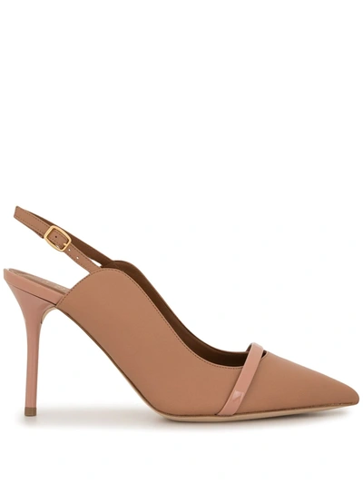 Malone Souliers Marion 70 Leather Slingback Pumps In Nude And Neutrals