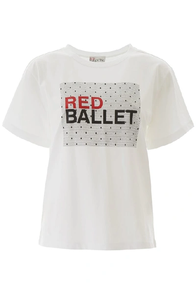 Red Valentino Redvalentino Red Ballet Logo T In White,black,red