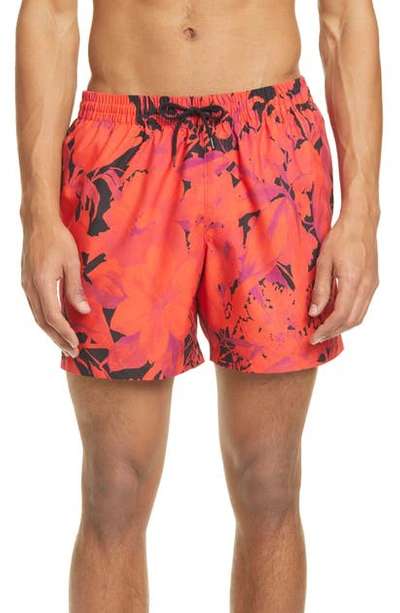 Dries Van Noten Phibbs Floral Swim Trunks In Red