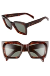 Celine Rectangle Acetate Sunglasses In Dark Havana/ Green