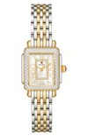 Michele Deco Madison Mini Two-tone & Diamond Double-wrap Bracelet Watch In Gold