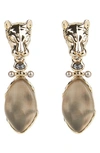 Alexis Bittar Panther Head, Lucite & Crystal Clip-on Drop Earrings In Gold/multi
