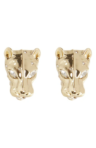 Alexis Bittar Future Antiquity Panther Head Earrings In Gold