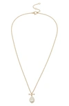 ALLSAINTS IMITATION PEARL BAR PENDANT NECKLACE,289890GLD710