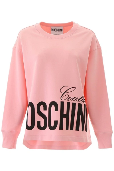 Moschino Logo-print Cotton Sweatshirt In Pink