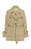 MARA HOFFMAN ARLO TIE-FRONT STRIPED TWILL JACKET,778804