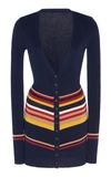 VICTORIA BECKHAM STRIPED STRETCH COTTON-BLEND CARDIGAN,783871