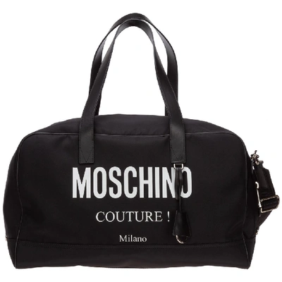 Moschino Travel Duffle Weekend Shoulder Bag Nylon In Nero