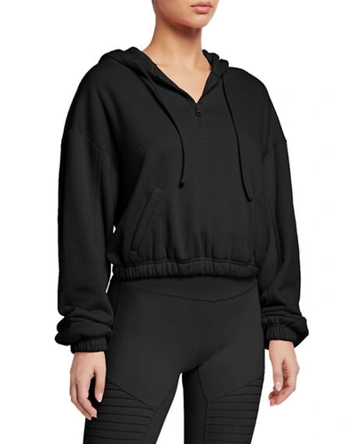 Alo Yoga Stadium 1/2-zip Hoodie Sweatshirt In Black
