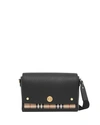 Burberry Note Medium Leather & Vintage Check Crossbody Bag In Black