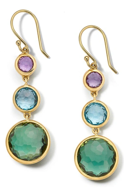 Ippolita 18k Lollipop&reg; Small Three-stone Drop Earrings In Purple/green
