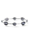 Ippolita Sterling Silver Rock Candy Hematite & Clear Quartz Doublet Bangle Bracelet In Silver-hematite/ Clear Quartz