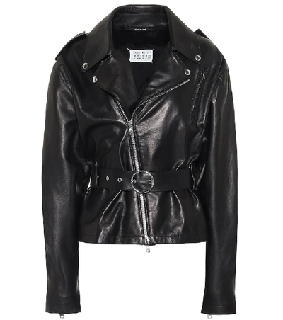 Maison Margiela Leather Biker Jacket In Black