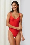 ERICA KVAM X NA-KD Cup Detail Swimsuit Red