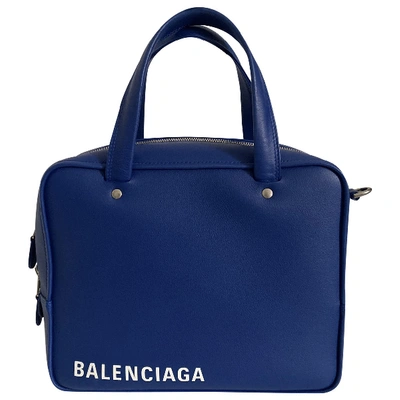Pre-owned Balenciaga Triangle Leather Handbag In Blue