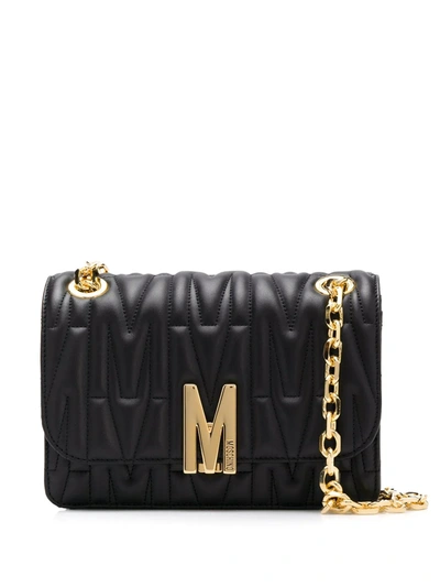 Moschino Quilted M Motif Crossbody Bag In Black