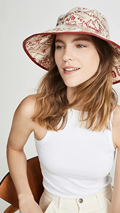 Tory Burch Printed Pvc Bucket Hat In Red Destination