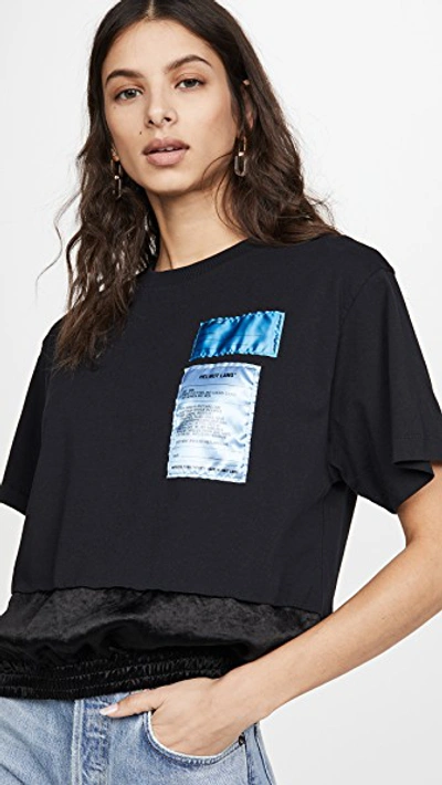 Helmut Lang Appliquéd Cotton-jersey And Satin T-shirt In Black