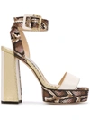 JIMMY CHOO JAX 125MM SNAKESKIN-EFFECT SANDALS