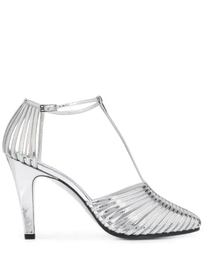 Givenchy Cage T-bar Sandals In Silver