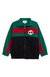 GUCCI WEB STRIPE EMBROIDERED LOGO WINDBREAKER,591618XWAGU