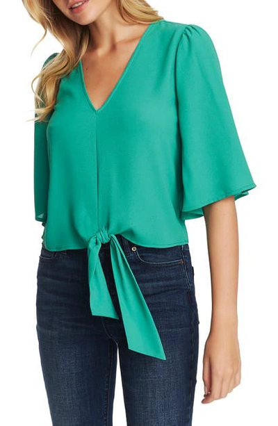 1.state Flounce-sleeve Tie-front Top In Fresh Grass