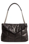 Saint Laurent Medium Lou Leather Puffer Bag In Noir