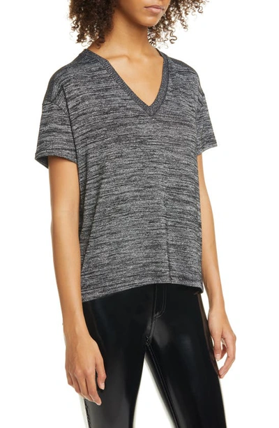 Rag & Bone V-neck Fine-knit T-shirt In Blkhthr
