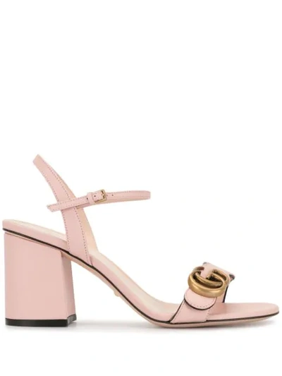Gucci Marmont 70mm Block Heel Sandals In Perfect Pink
