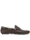 Car Shoe Tassel-embellished Pebbled Mocassins In Brown