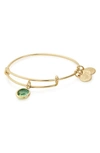 Alex And Ani Color Code Adjustable Wire Bangle In August - Peridot/ Gold