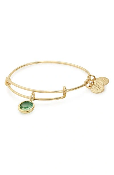 Alex And Ani Color Code Adjustable Wire Bangle In August - Peridot/ Gold