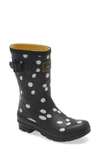 Joules Molly Floral Print Welly Waterproof Rain Boot In Black Daisy Rubber