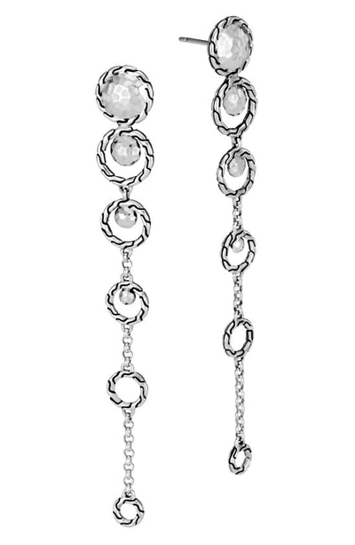 John Hardy Classic Chain Hammered Long Drop Earrings In Silver