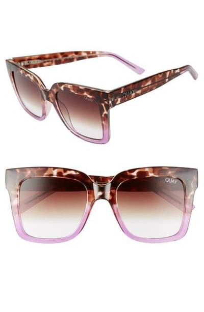 Quay Icy 58mm Ombre Sunglasses In Tortoise Purple/ Brown Fade