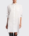 SACAI PLEATED-SIDE LONG BUTTON-FRONT SHIRTDRESS,PROD153290073